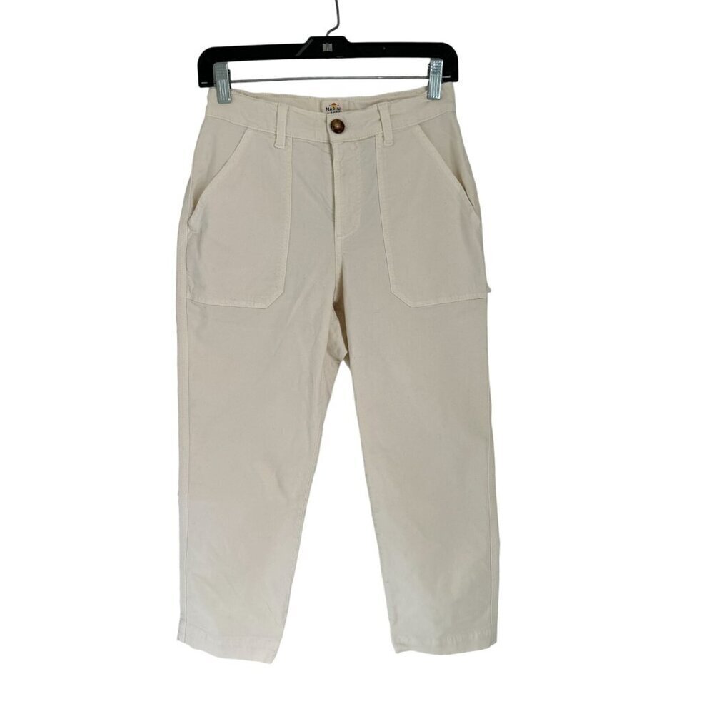 MARINE LAYER Cargo Pants White Cotton Pockets High-Rise Size 0